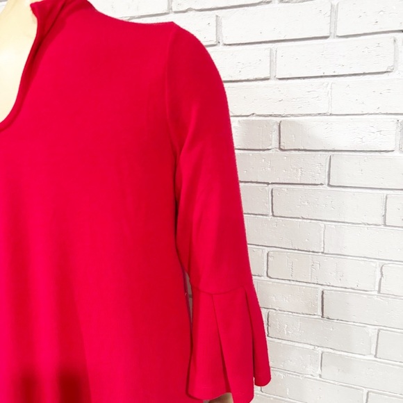 Papillon Red Bell Sleeve Dress - Picture 3 of 6